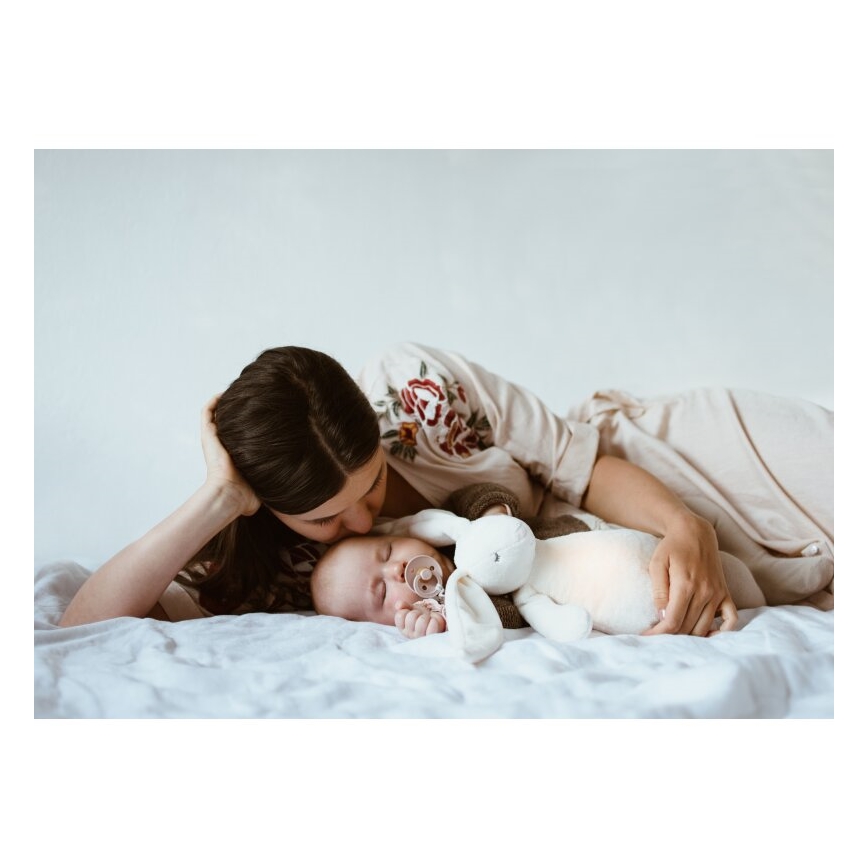 Moonie - Goskompis med melodi och ljus 2.0 kanin organic ros