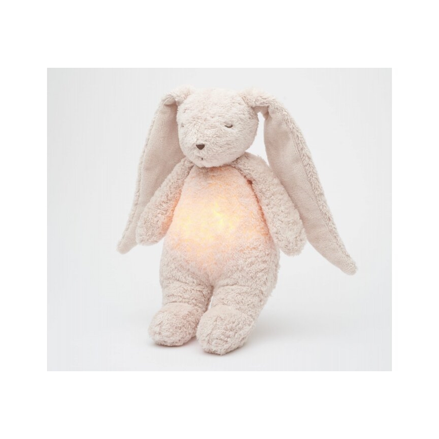 Moonie - Goskompis med melodi och ljus 2.0 kanin organic ros