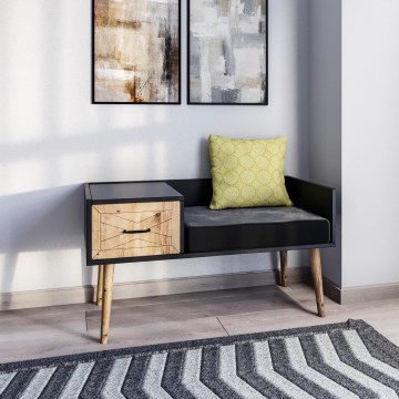 Multifunktionell bänk MARS 40x120 cm brun/svart