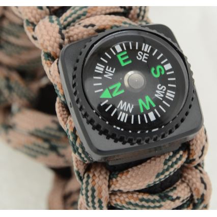 Multifunktionellt armband med kompass och flint och stålbeige