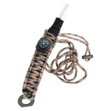 Multifunktionellt armband med kompass och flint och stålbeige