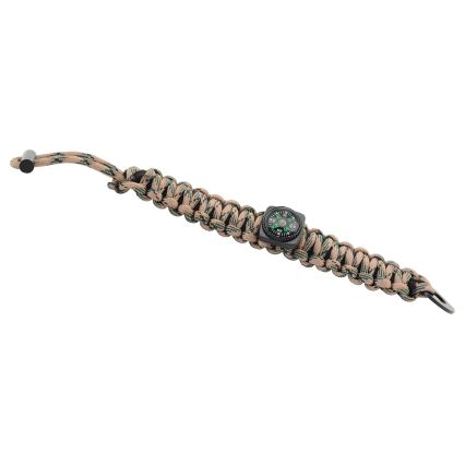 Multifunktionellt armband med kompass och flint och stålbeige