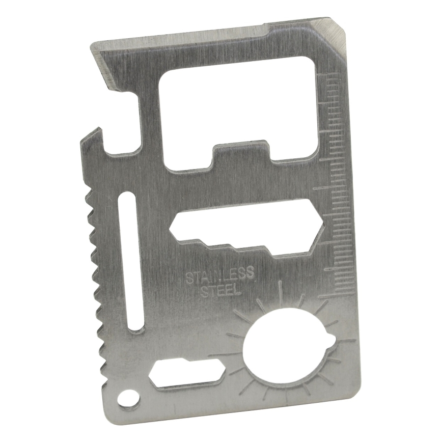 Multifunktionellt överlevnadsverktyg rostfritt stål