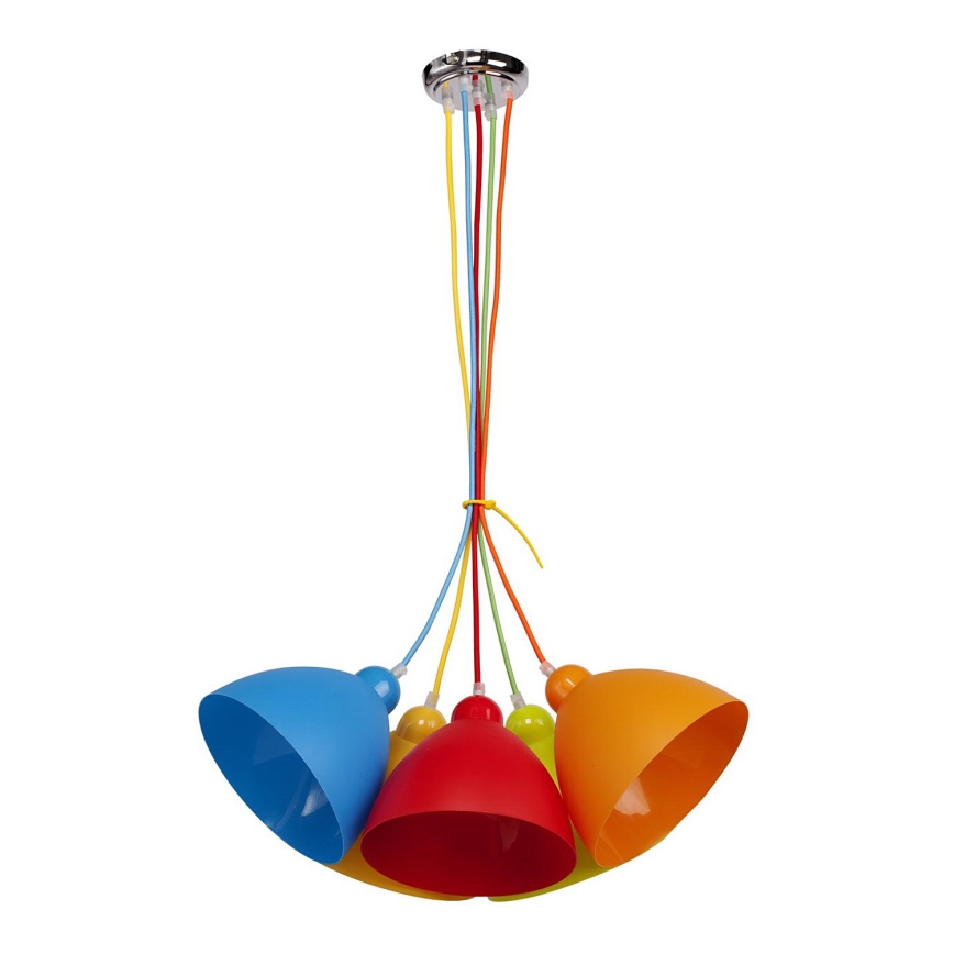 MW-LIGHT - Barn Hängande Ljuskrona med snöre KINDER 5xE27/40W/230V