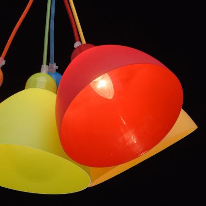 MW-LIGHT - Barn Hängande Ljuskrona med snöre KINDER 5xE27/40W/230V