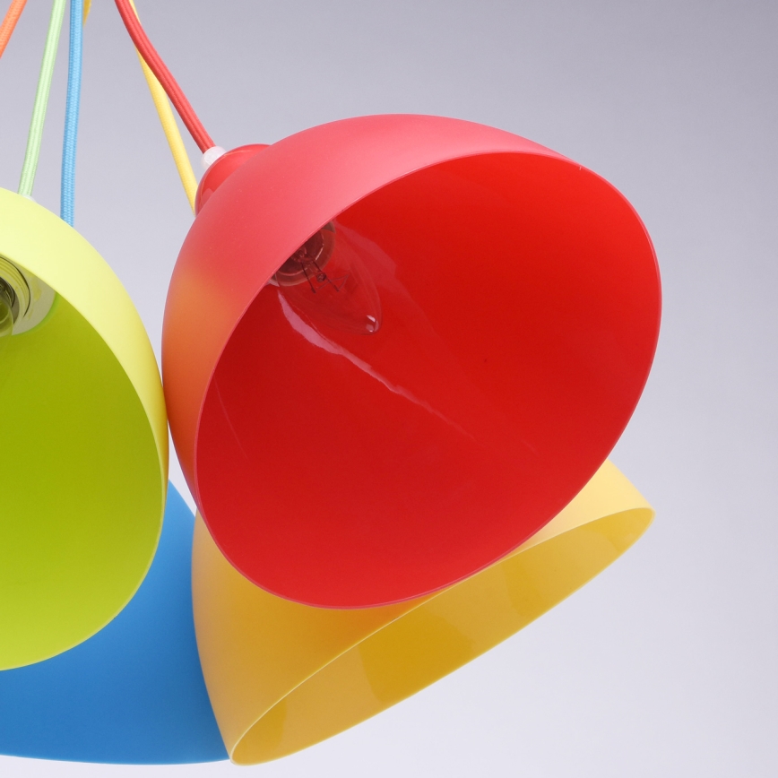 MW-LIGHT - Barn Hängande Ljuskrona med snöre KINDER 5xE27/40W/230V