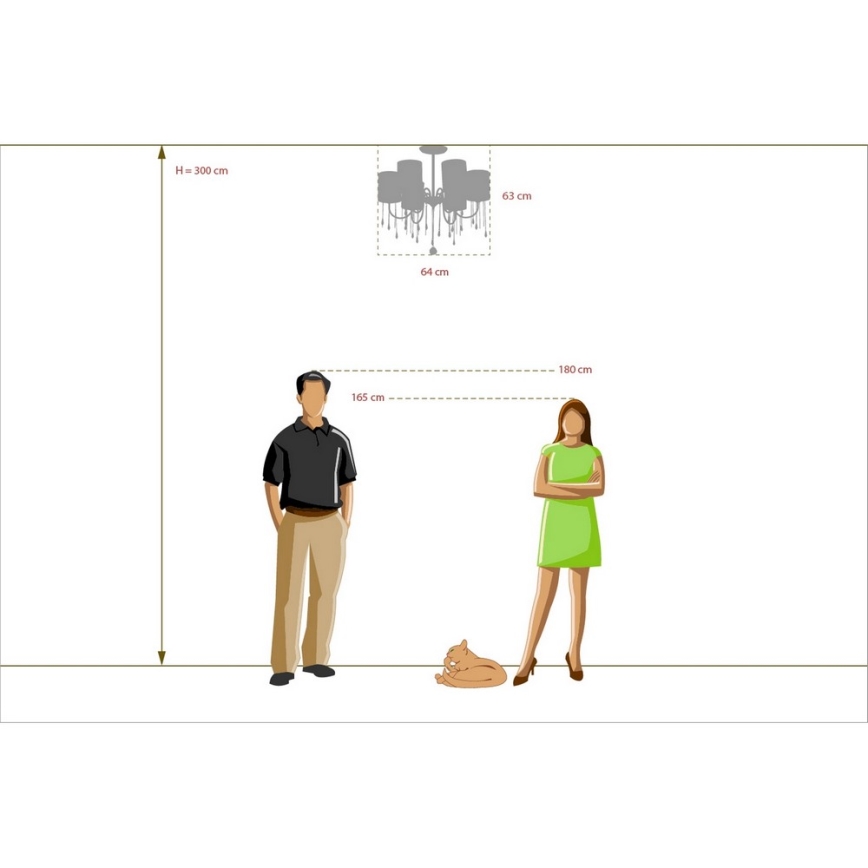 MW-LIGHT - Hängande Ljuskrona FEDERICA 6xE14/60W/230V