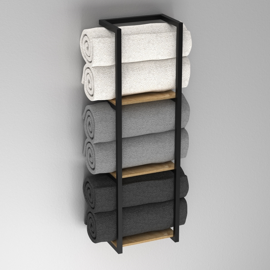 Nástěnný držák ručníků 78x23 cm svart