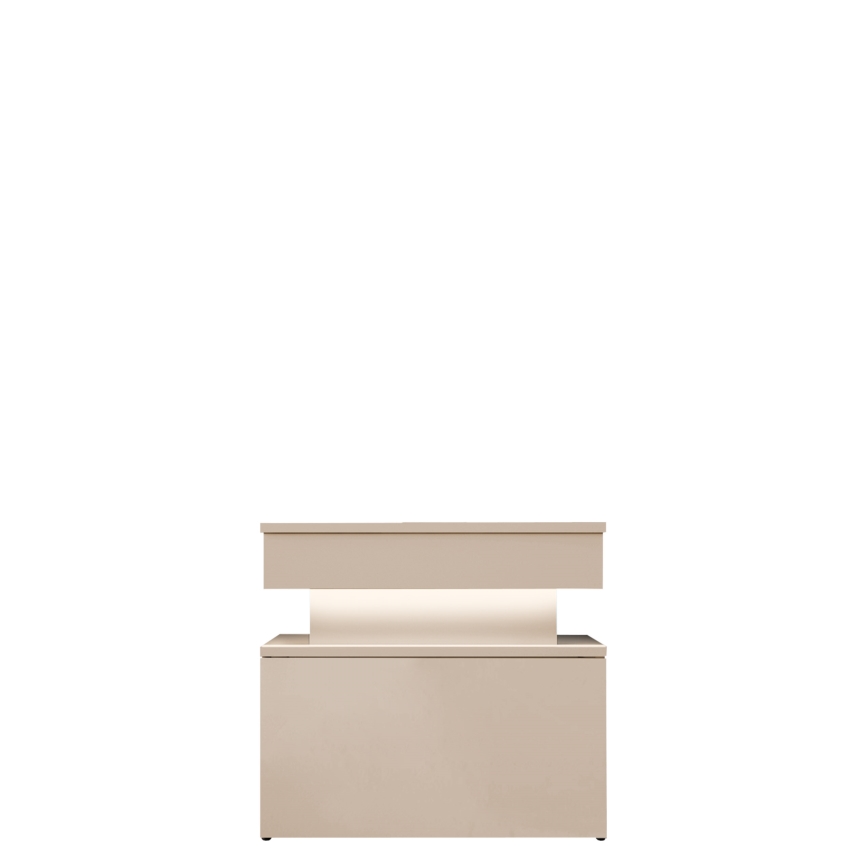 Nattbord med LED-belysning GLOSSA 51 x 55 cm, beige