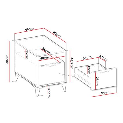 Nattbord XYLIX 60x44 cm beige
