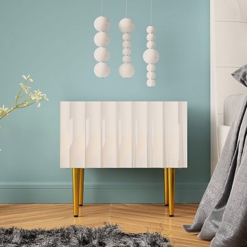 Nattduksbord ARCOS 46x50 cm vit/guld