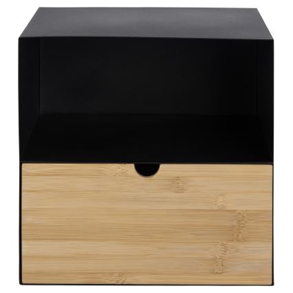 Nattduksbord med väggmonteringsmöjlighet BEKIM svart/bambu