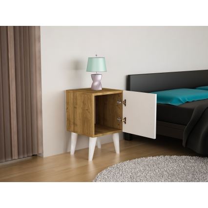 Nattduksbord BELLINI 55x35 cm vit/brun