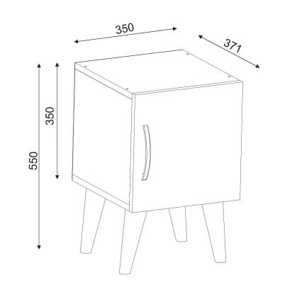 Nattduksbord BELLINI 55x35 cm vit/brun
