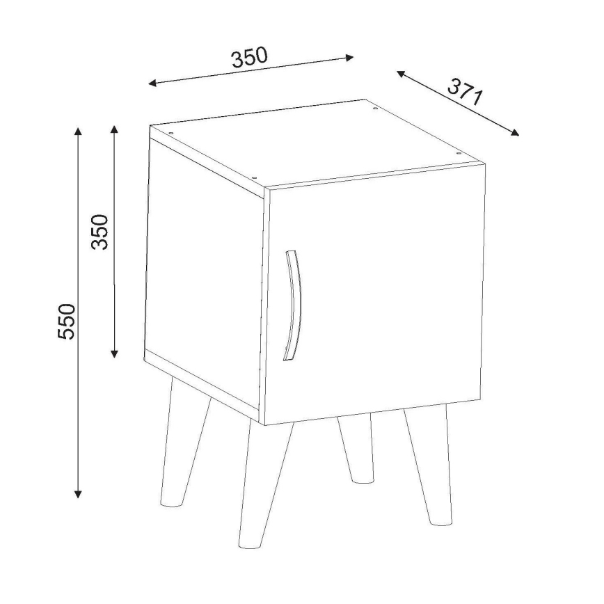 Nattduksbord BELLINI 55x35 cm vit/brun