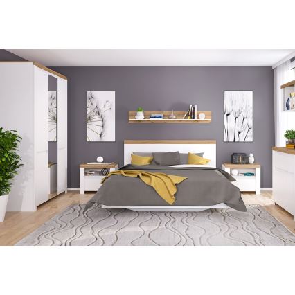 Nattduksbord DAMINO 50,5x60 cm vit/wotan ek