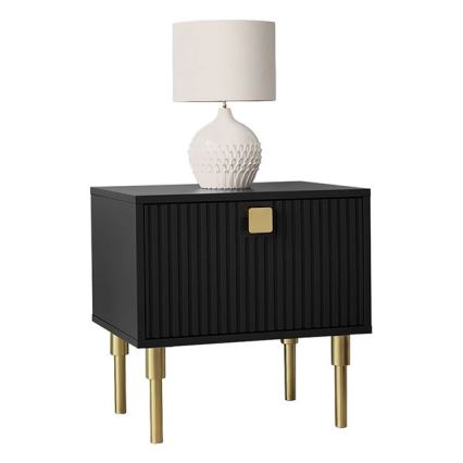 Nattduksbord DORSET 50x50 cm svart/guld