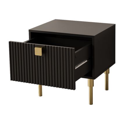 Nattduksbord DORSET 50x50 cm svart/guld