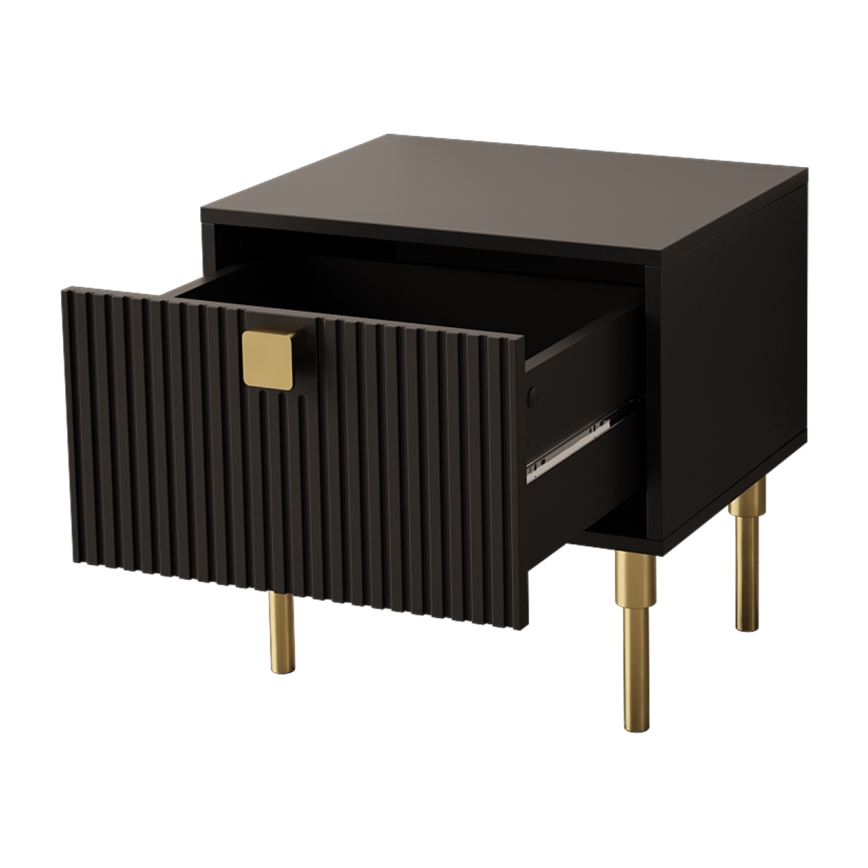 Nattduksbord DORSET 50x50 cm svart/guld