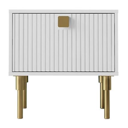 Nattduksbord DORSET 50x50 cm vit/guld