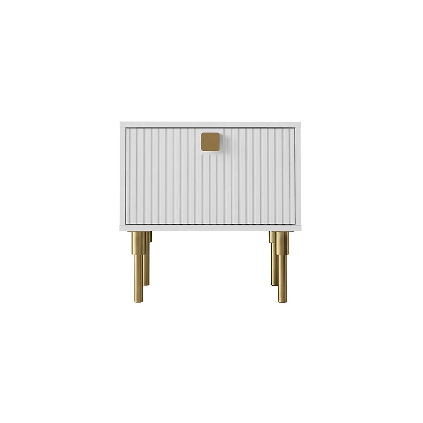 Nattduksbord DORSET 50x50 cm vit/guld