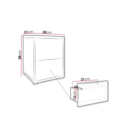 Nattduksbord GESITA 38x30 cm Cremona-ek