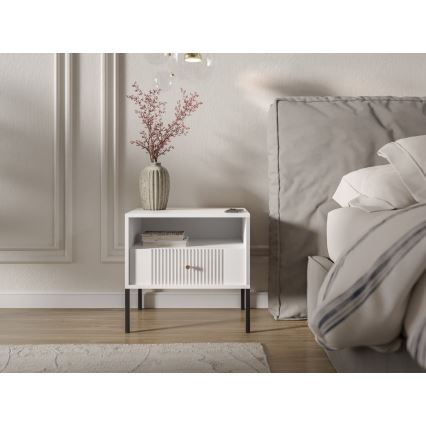 Nattduksbord LUE 54x39 cm vit/svart