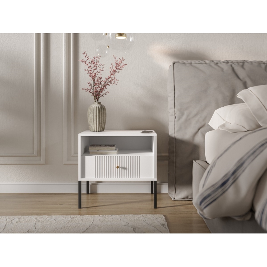 Nattduksbord LUE 54x39 cm vit/svart