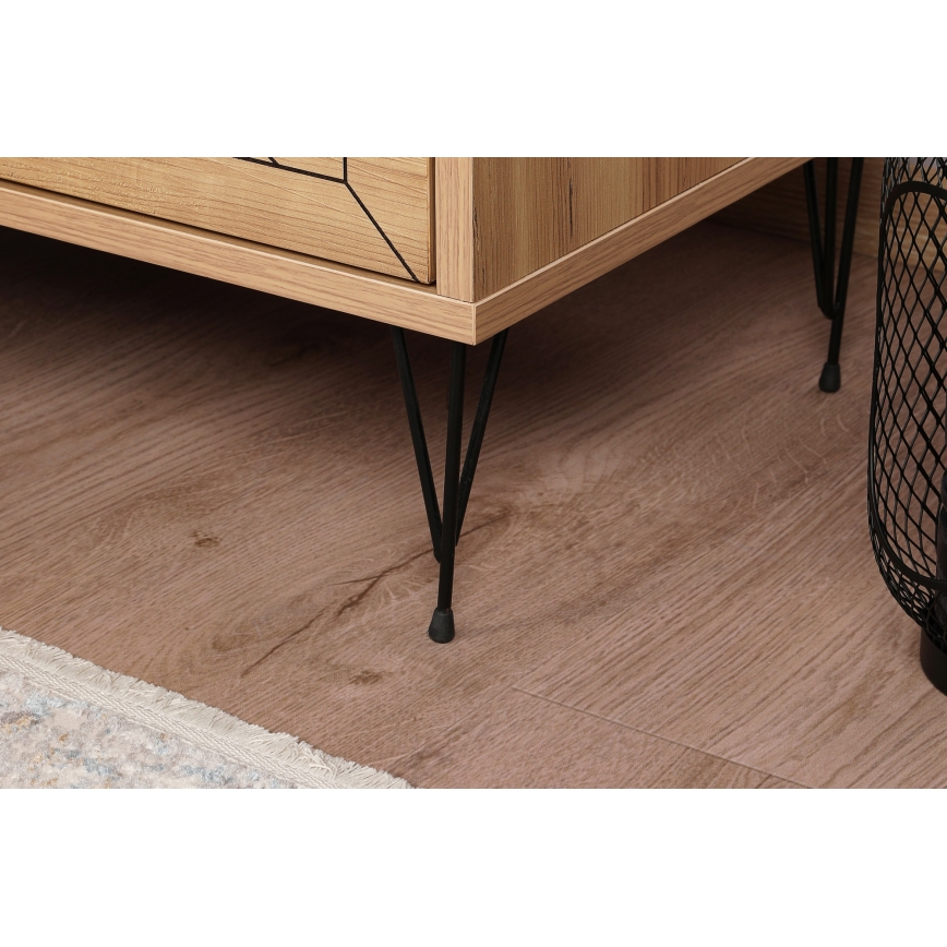 Nattduksbord LUNA 55x50 cm brun/svart