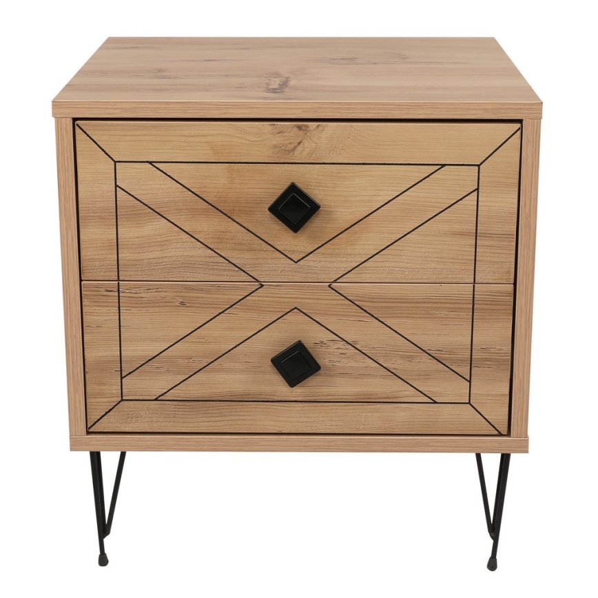 Nattduksbord LUNA 55x50 cm brun/svart