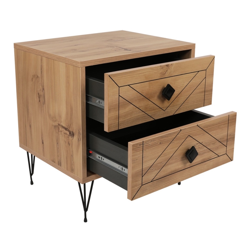 Nattduksbord LUNA 55x50 cm brun/svart