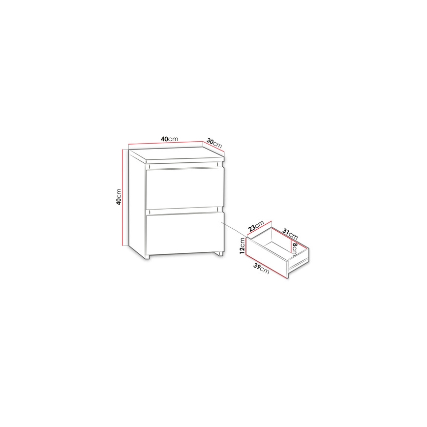 Nattduksbord MALWA 40x40 cm matt vit