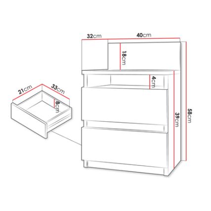 Nattduksbord MALWA 59x40 cm vit
