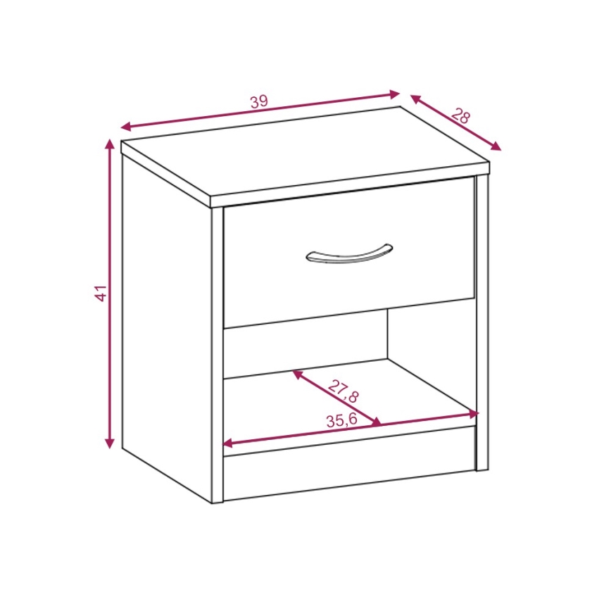 Nattduksbord NED ek sonoma/vit