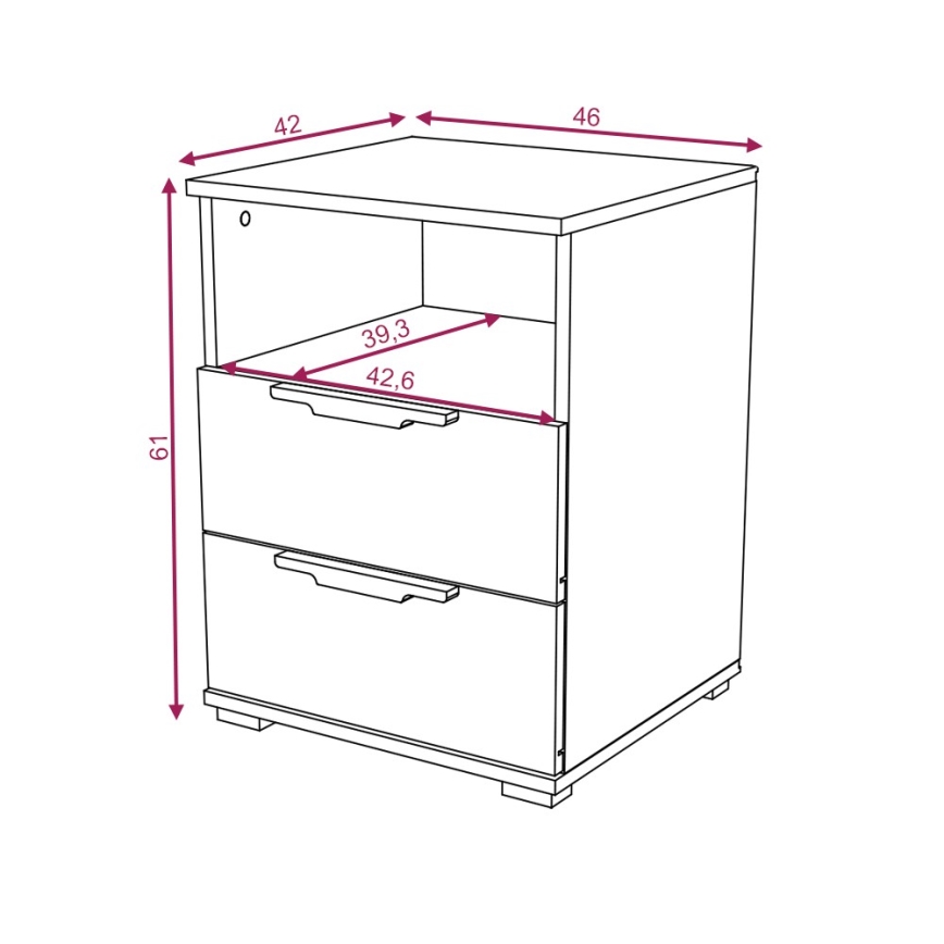 Nattduksbord NED i Wotan-ek