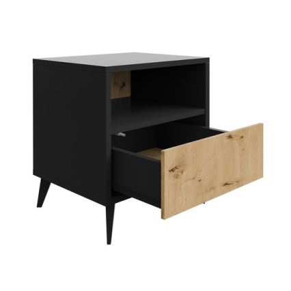 Nattduksbord OVESSI 52x47 cm svart/ek artisan