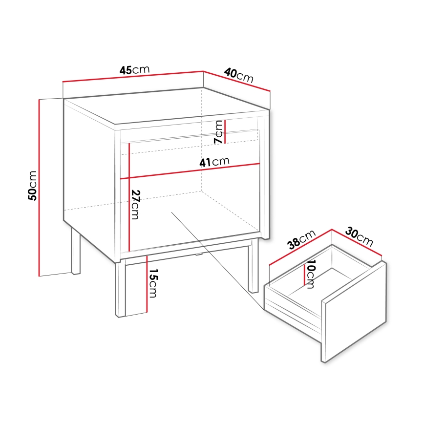 Nattduksbord OZMI 50x45 cm kashmir