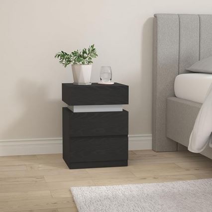 Nattduksbord SMARTIE med inbyggd belysning, svart