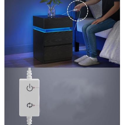 Nattduksbord SMARTIE med inbyggd belysning, svart