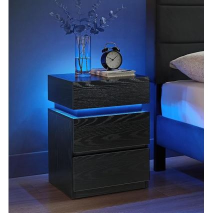 Nattduksbord SMARTIE med inbyggd belysning, svart