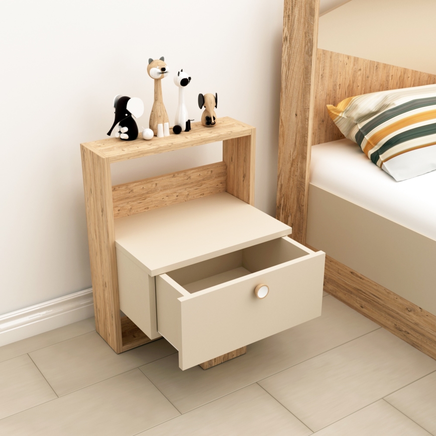 Nattduksbord SNEKER 60x48,6 cm beige/atlantic tall
