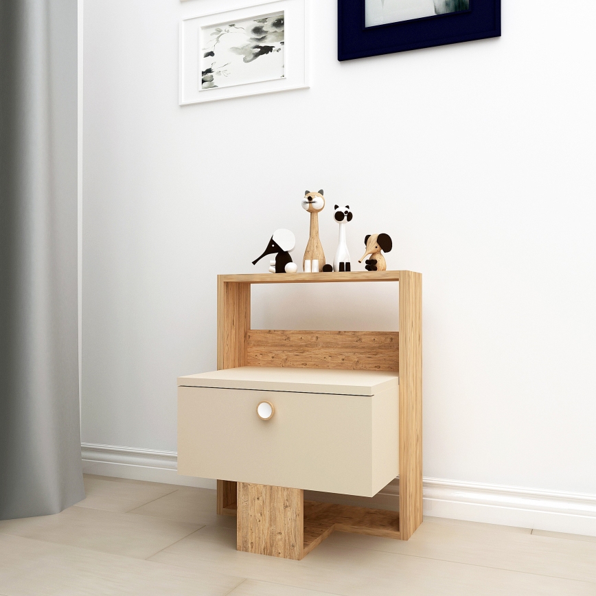 Nattduksbord SNEKER 60x48,6 cm beige/atlantic tall
