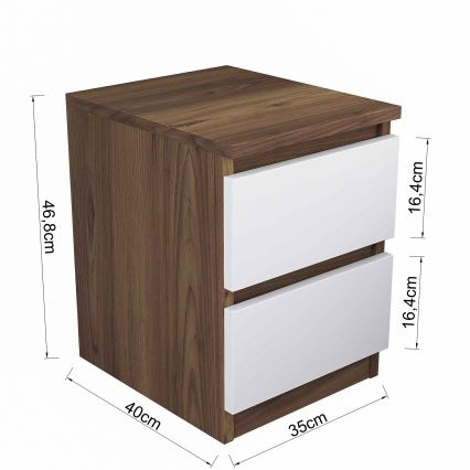 Nattduksbord WALNUT 46,8x35 cm brun/vit