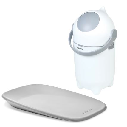 Nattou - Blöjkorg och skötbädd SOFTY 50 x 70 cm vit/grå