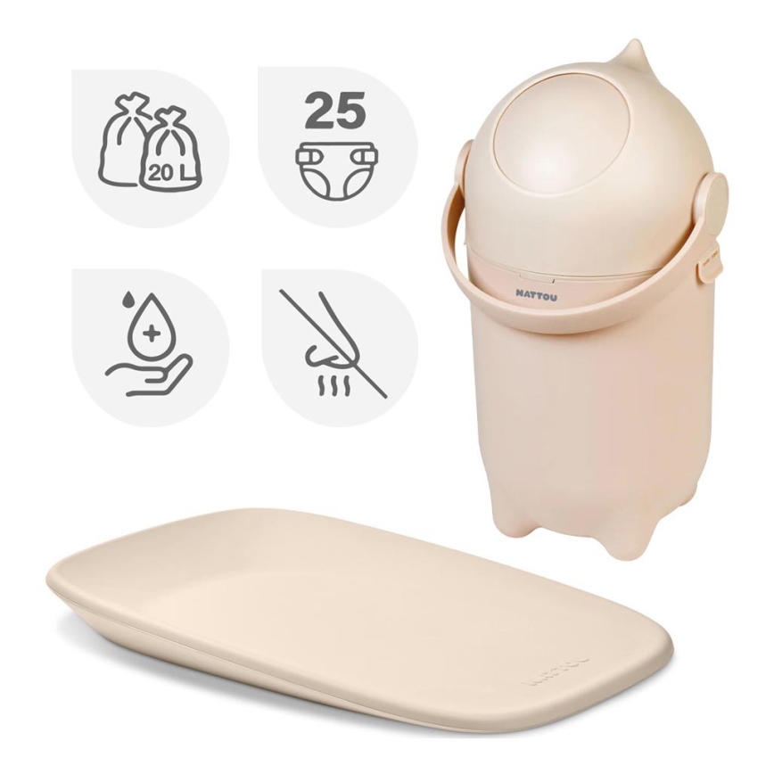 Nattou - Blöjsoptunna och skötmatta SOFTY 50x70 cm beige