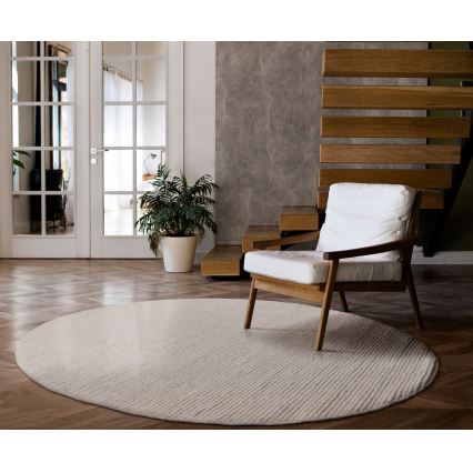 Naturlig rund matta FIR WOOL 160 cm 2600 g/m2 krämvit