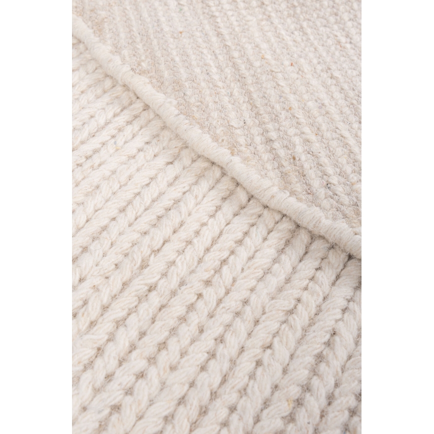 Naturlig rund matta FIR WOOL 160 cm 2600 g/m2 krämvit
