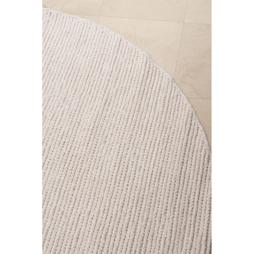 Naturlig rund matta FIR WOOL 160 cm 2600 g/m2 krämvit