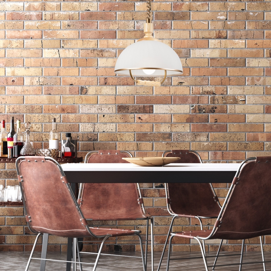 Nedhissbar taklampa RAMONA 1xE27/60W/230V beige/ljusbrun/pine