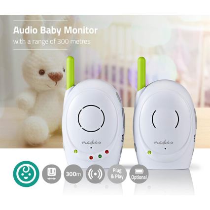 Nedis BAMO110AUWT - Trådlös baby monitor 5W/230V